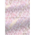 Japanese Chiyogami | Floral 01, White Blossoms on Pink background with Gold highlights. An A4 Washi Yuzen Handmade Paper | PaperSource