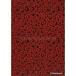 Japanese Lacquer Wax Floral 51, Red and Black Blossoms. An A4 Washi Yuzen Handmade Paper | PaperSource