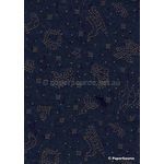 Precious Metals | Christmas Navy Blue with Gold Raised Pattern on Handmade, Recycled Silk A4 paper | PaperSource