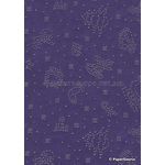 Precious Metals | Christmas Purple with Silver Raised Pattern on Handmade, Recycled Cotton A4 paper | PaperSource
