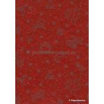 Precious Metals | Christmas Red with Gold Raised Pattern on Handmade, Recycled Silk A4 paper | PaperSource