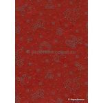 Precious Metals | Christmas Red with Gold Raised Pattern on Handmade, Recycled Silk A4 paper | PaperSource