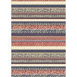Chiyogami | Abstract 13 Japanese handmade, screen printed paper with bands of traditional floral and abstract patterns in red, navy and gold | PaperSource