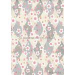 Chiyogami Luxe | Floral CLF02 Japanese handmade, screen printed paper on silver background with red, pink and white small flower pattern outlined in silver | PaperSource