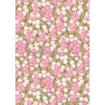 Chiyogami | Floral CLF3 Japanese handmade, screen printed paper with Pink and White tonal flowers with small green leaves, outlined in raised white on a gold background | PaperSource