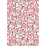 Chiyogami | Floral CLF4 Japanese handmade, screen printed paper with Pink and White tonal flowers with small green leaves, outlined in raised white on a gold and silver background | PaperSource