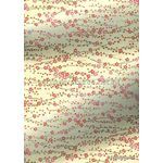 Chiyogami Floral 22, pink and red blossom outlined in gold with delicate branches on lemon yellow background. A handmade screen printed Japanese paper | PaperSource