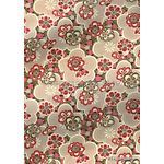 Chiyogami | Floral 53 Japanese handmade, screen printed paper with red, brown and cream floral pattern on tonal background - curled | PaperSource