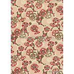Chiyogami | Floral 53 Japanese handmade, screen printed paper with red, brown and cream floral pattern on tonal background | PaperSource