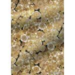 Japanese Chiyogami Floral 55, Large and Smalll Gold Blossom Flowers. A Washi Yuzen Handmade Paper | PaperSource