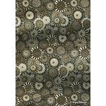 Chiyogami | Fans and Parasols 02 Japanese handmade, screen printed parasols in black, grey and white with gold outlines - curled | PaperSource