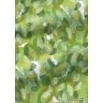 Japanese Chiyogami Leaves L10, Leaves in white and green on green variegated background with Gold highlights. A Washi Yuzen Handmade Japanese Paper | PaperSource