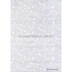 Chiffon Print | Romantique White Chiffon with White Flowers and Swirls pattern, A4 | PaperSource