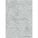 Chiffon Print | Romantique White Chiffon with White Flowers and Swirls pattern, A4 - shown on dark background | PaperSource