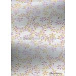 Chiffon Print | Laurel White Chiffon with Pink and Gold Floral Vine Glitter pattern, A4 - curled | PaperSource