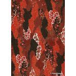 Japanese Chiyogami A4 Yuzen paper with red and black clouds outlined in gold | PaperSource