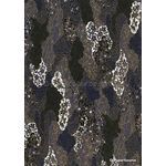 Japanese Chiyogami A4 Yuzen paper with dark blue and black clouds outlined in gold | PaperSource