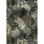 Japanese Chiyogami A4 Yuzen paper with grey and black hills outlined in gold | PaperSource