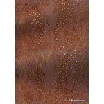 Japanese Chiyogami A4 Yuzen paper with brown fields of flowers detailed in gold | PaperSource