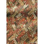 Chiyogami | Traditional 01 Japanese handmade, screen printed paper with a collage of overlapping ribbons in red, gold and black tones outlined in gold - curled | PaperSource
