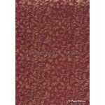 Chiffon Leafage Maroon with Gold Floral Textural Print on A4 | PaperSource