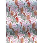 Japanese Chiyogami Luxe A4 Yuzen paper with pink flowers on silver | PaperSource
