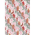 Japanese Chiyogami Luxe A4 Yuzen paper with pink flowers on silver | PaperSource