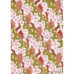 Japanese Chiyogami Luxe A4 Yuzen paper with pink flowers on gold | PaperSource