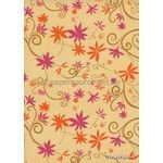 Chiffon Print | Whimsy Amber Chiffon with Pink and Orange Floral pattern on A4 | PaperSource