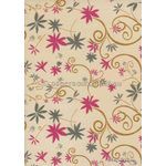 Chiffon Print | Whimsy Pearl Chiffon with Pink, Beige and Grey Floral pattern on A4 | PaperSource