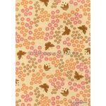 Chiffon Print | Butterfly Garden Amber Chiffon with Pink, Gold and Orange Daisy and Butterfly Print, A4 | PaperSource