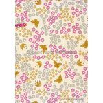 Chiffon Print | Butterfly Garden Pearl Chiffon with Pink, Gold and Silver Daisy and Butterfly Print, A4 | PaperSource