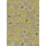 Chiffon Print | Butterfly Garden Sage Green Chiffon with Green and Gold Daisy and Butterfly Print, A4 | PaperSource