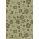 Chiffon Print | Hawaiian Sage Green Chiffon with Dark Green Floral pattern, A4 | PaperSource