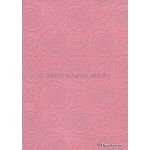Chiffon Print | Spiral Pink Chiffon with raised Silver Glitter dots in a circle and swirl pattern, A4 | PaperSource