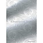 Chiffon Print | Vortex White Chiffon with Silver Glitter swirly pattern on A4 - curled | PaperSource