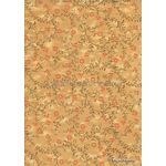 Chiffon Print | Marguerite Apricot Chiffon with Small Orange flowers with Gold leaf pattern on A4 | PaperSource