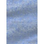 Chiffon Print | Marguerite Blue Chiffon with Small Blue flowers and Silver leaf pattern on A4 - curled | PaperSource