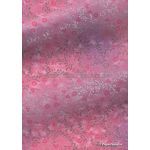 Chiffon Print | Marguerite Pink Chiffon with Small Pink flowers and Silver leaf pattern on A4 - curled | PaperSource