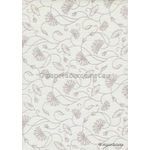 Chiffon Anemone White with Silver and Glitter Floral Print A4 paper | PaperSource