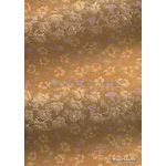 Chiffon Print | Camellia Apricot Chiffon with Pink Flower Pattern outlined in Gold, A4 - on dark background | PaperSource