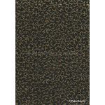 Flat Foil Rococo | Black Chiffon with Gold foiled wrought iron lacework pattern, A4 | PaperSource