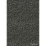 Flat Foil Rococo | Black Chiffon with Silver Foiled Wrought Iron Lacework pattern, A4 | PaperSource