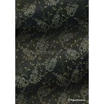 Chiffon Print | Wisteria Black Chiffon with Silver and Gold Glitter Floral pattern on A4 - curled | PaperSource