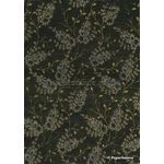 Chiffon Print | Wisteria Black Chiffon with Silver and Gold Glitter Floral pattern on A4 | PaperSource