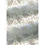 Chiffon Print | Wisteria White Chiffon with Silver and Gold Glitter Floral pattern on A4 - curled | PaperSource
