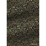Flat Foil Espalier | Black Chiffon with Gold foiled floral vine pattern - curled | PaperSource