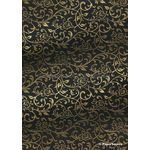 Flat Foil Espalier | Black Chiffon with Gold foiled design, handmade recycled paper | PaperSource