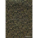 Flat Foil Espalier | Black Chiffon with Gold foiled design, handmade recycled paper | PaperSource