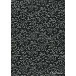 Flat Foil Espalier | Black Chiffon with Silver foiled design, handmade recycled paper | PaperSource